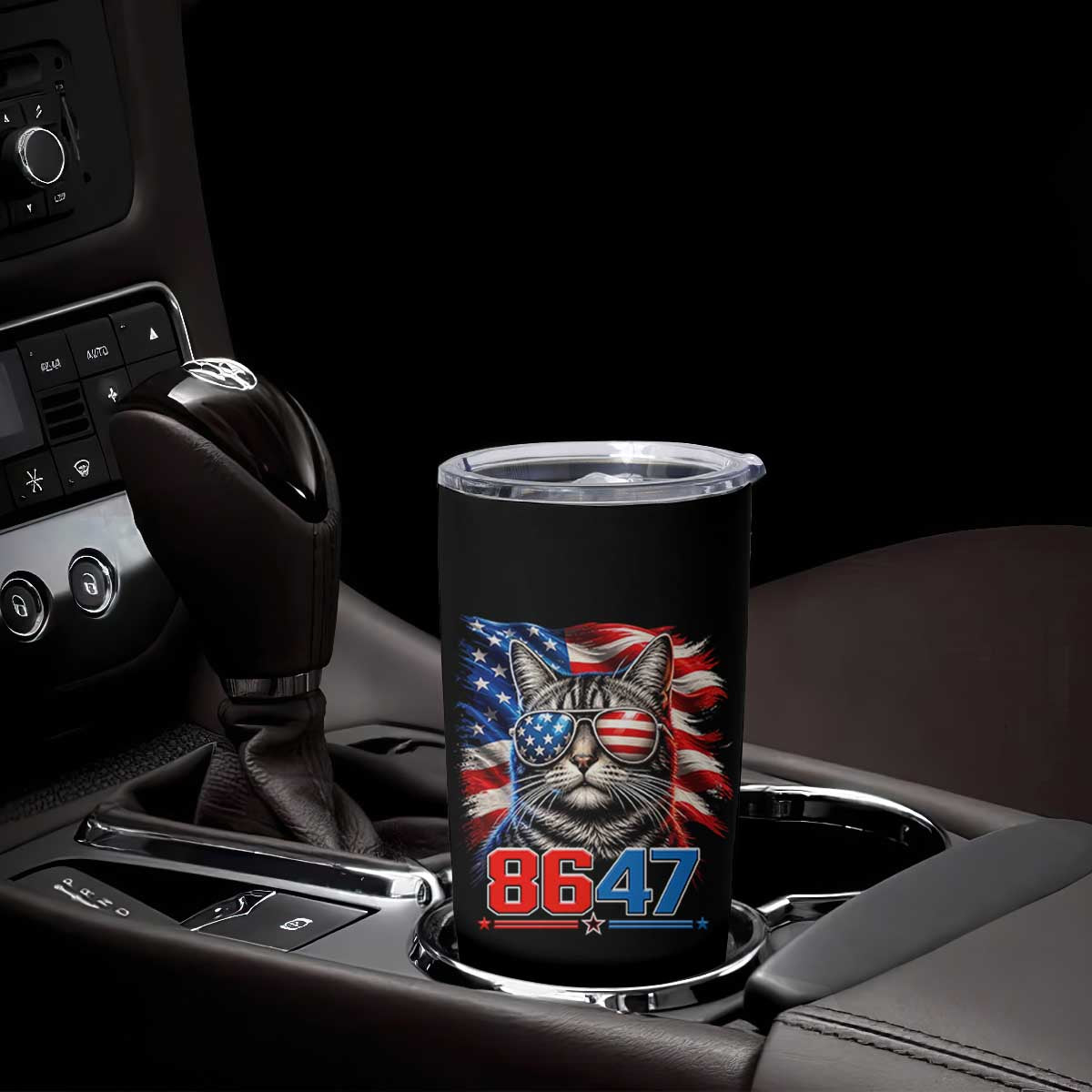 Cool 8647 Patriotic Cat Tumbler Cup American Flag Sunglasses Tabby Cat Political Satire TS02 Print Your Wear