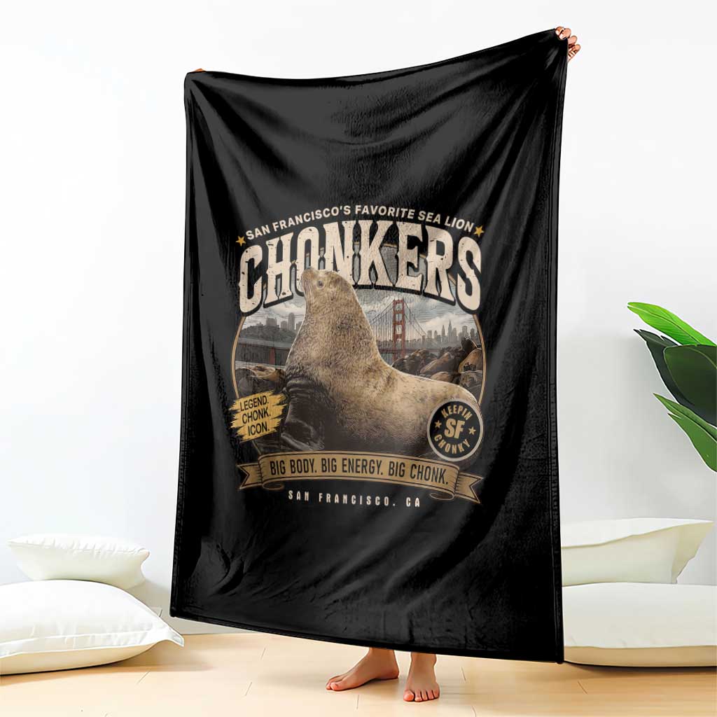 Viral Chonkers San Francisco Sea Lion Throw Blanket Retro Pier 39 Fisherman's Wharf Souvenir
