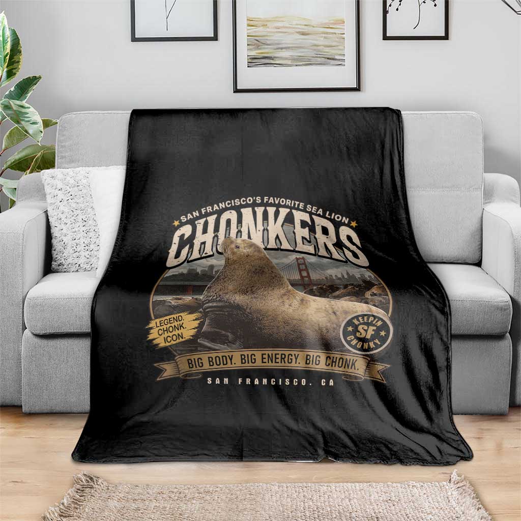 Viral Chonkers San Francisco Sea Lion Throw Blanket Retro Pier 39 Fisherman's Wharf Souvenir
