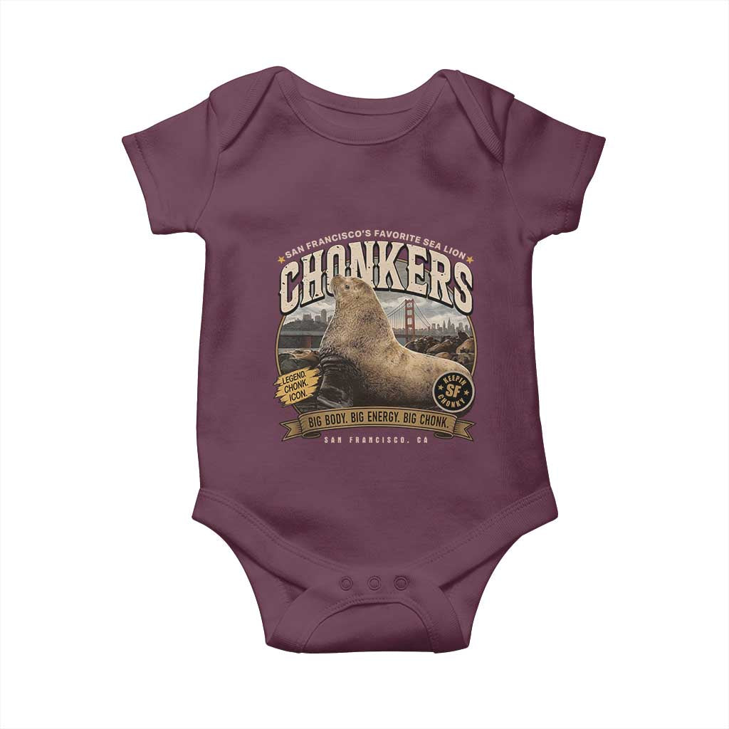 Viral Chonkers San Francisco Sea Lion Baby Onesie Retro Pier 39 Fisherman's Wharf Souvenir