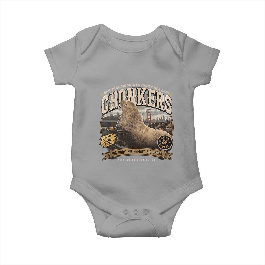 Viral Chonkers San Francisco Sea Lion Baby Onesie Retro Pier 39 Fisherman's Wharf Souvenir