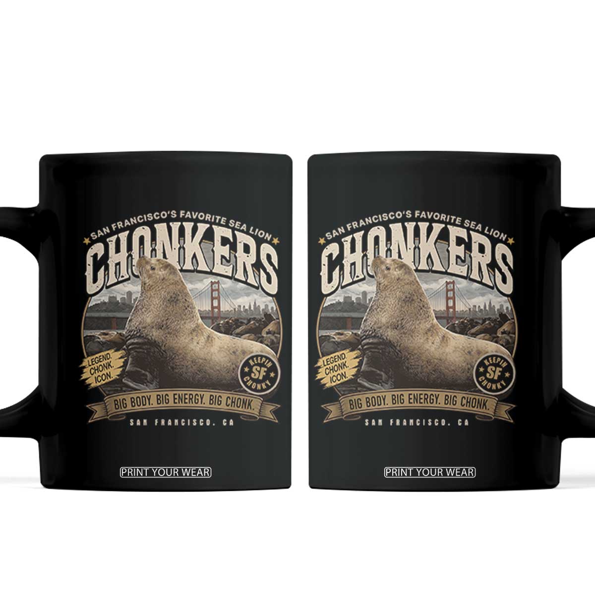 Viral Chonkers San Francisco Sea Lion Coffee Mug Retro Pier 39 Fisherman's Wharf Souvenir