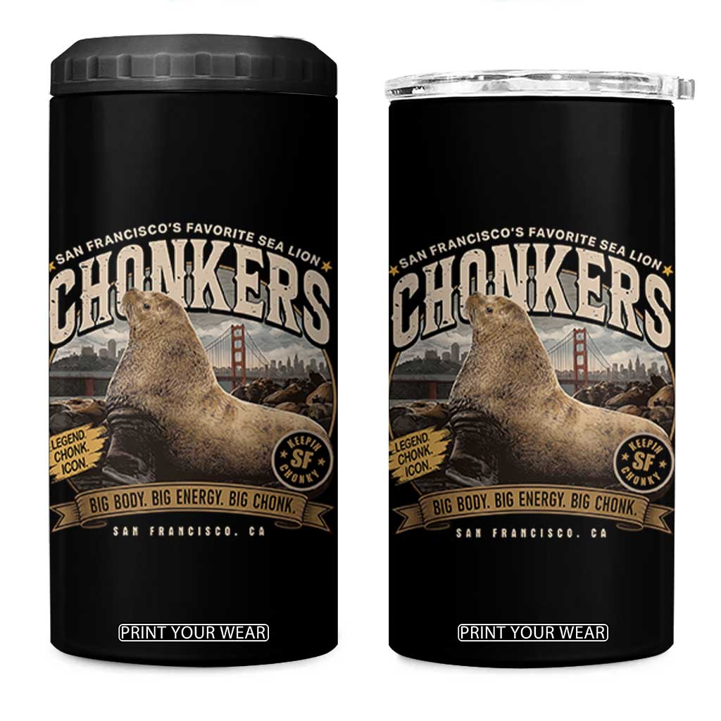 Viral Chonkers San Francisco Sea Lion 4 in 1 Can Cooler Tumbler Retro Pier 39 Fisherman's Wharf Souvenir TS02 One Size: 16 oz Black Print Your Wear