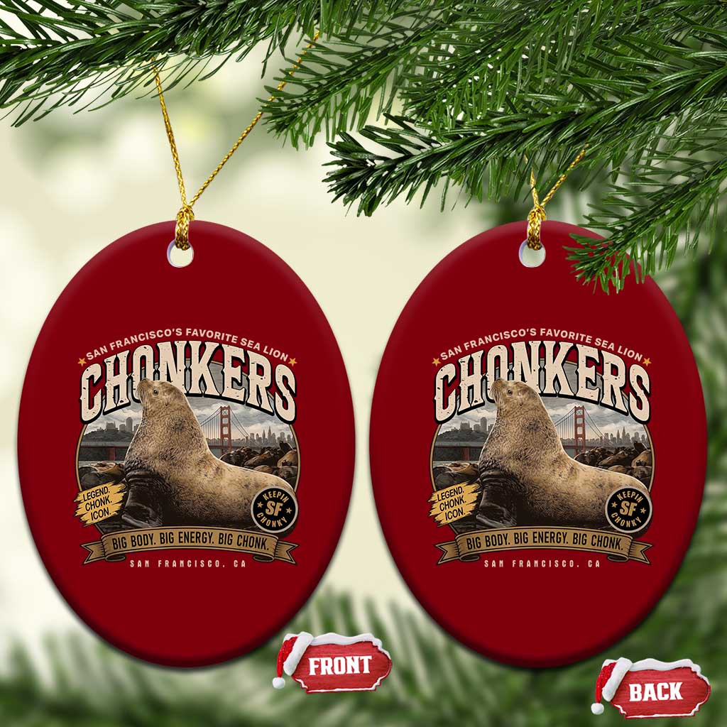 Viral Chonkers San Francisco Sea Lion Ceramic Ornament Retro Pier 39 Fisherman's Wharf Souvenir TS02 Print Your Wear