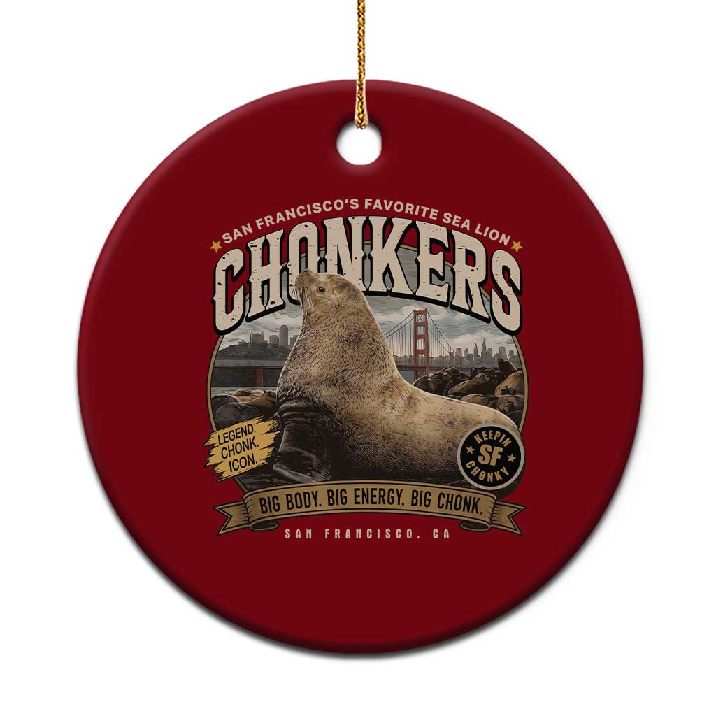 Viral Chonkers San Francisco Sea Lion Ceramic Ornament Retro Pier 39 Fisherman's Wharf Souvenir TS02 1pc Red Print Your Wear