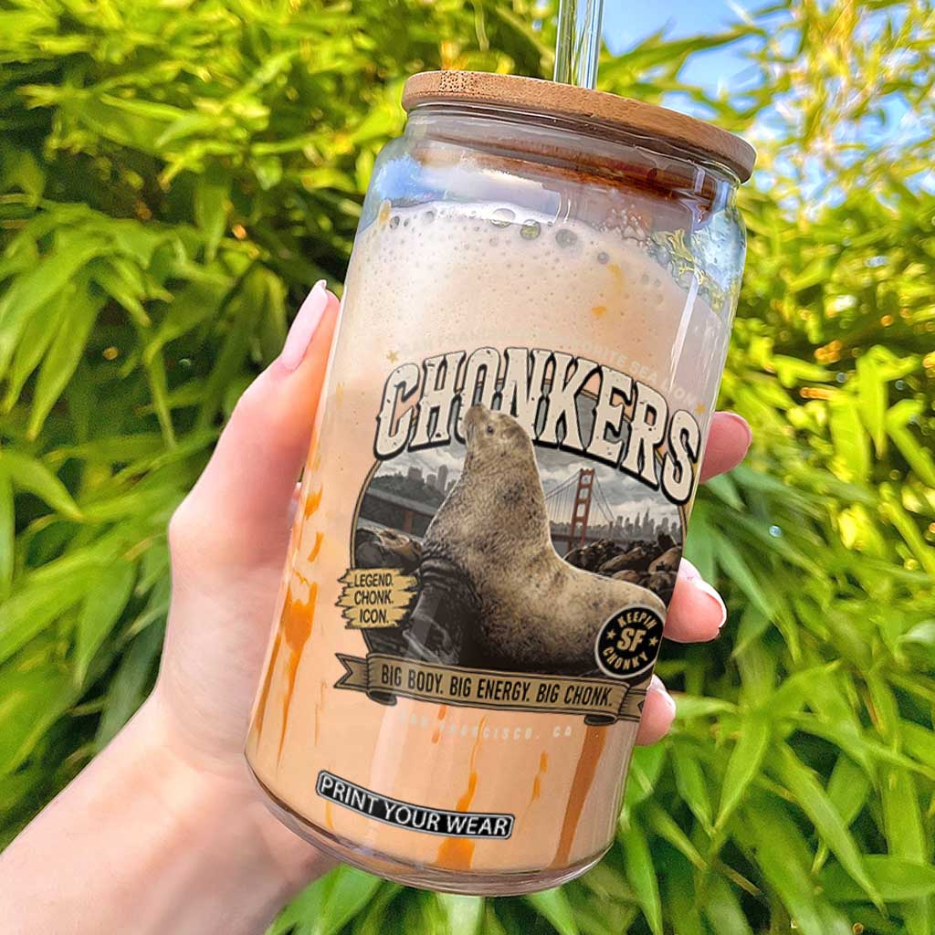 Viral Chonkers San Francisco Sea Lion Glass Can Retro Pier 39 Fisherman's Wharf Souvenir TS02 Black Print Your Wear