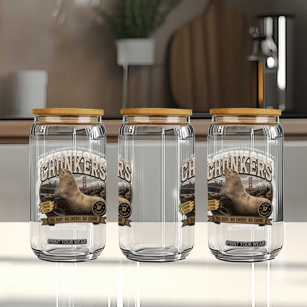 Viral Chonkers San Francisco Sea Lion Glass Can Retro Pier 39 Fisherman's Wharf Souvenir TS02 Print Your Wear