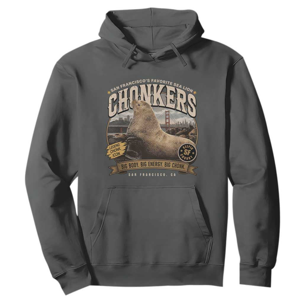 Viral Chonkers San Francisco Sea Lion Hoodie Retro Pier 39 Fisherman's Wharf Souvenir TS02 Dark Heather Print Your Wear
