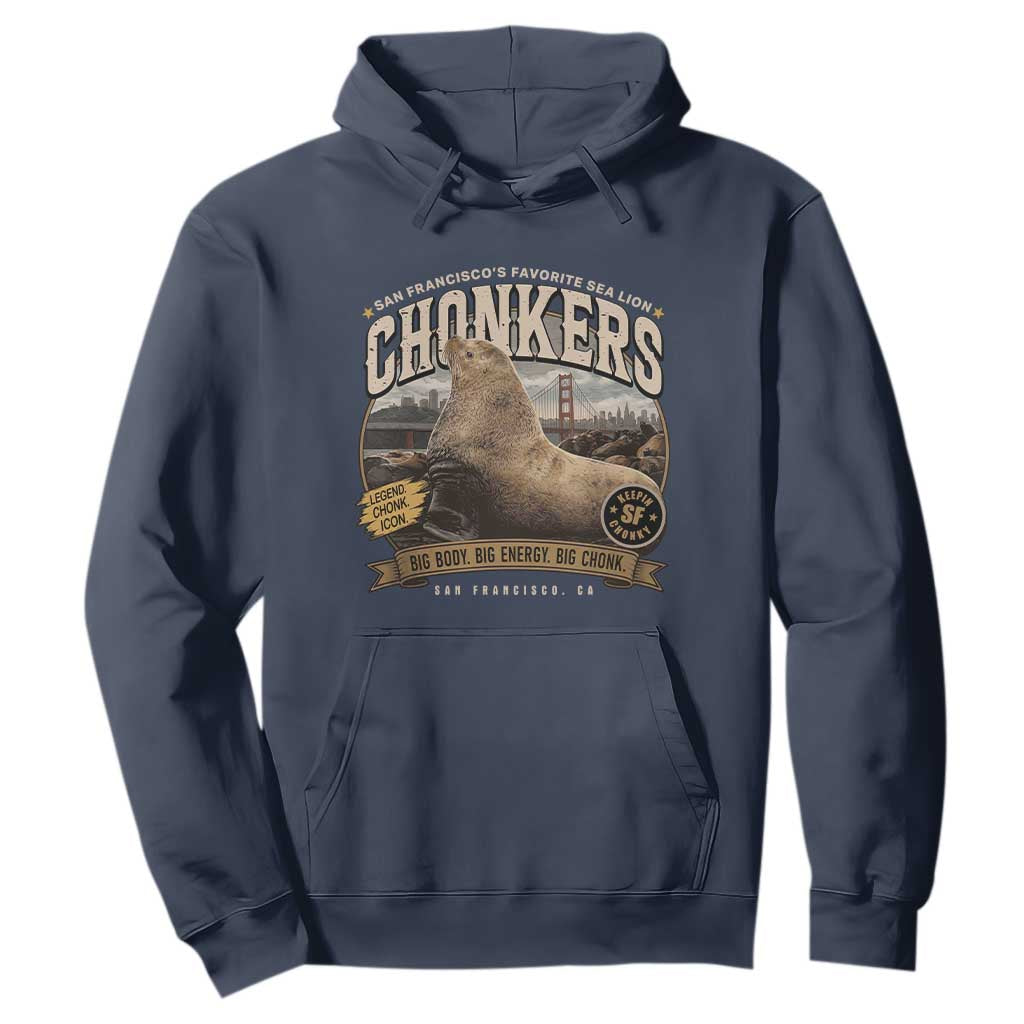 Viral Chonkers San Francisco Sea Lion Hoodie Retro Pier 39 Fisherman's Wharf Souvenir TS02 Navy Print Your Wear