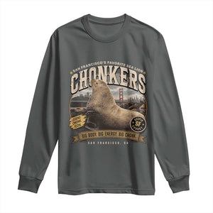Viral Chonkers San Francisco Sea Lion Long Sleeve Shirt Retro Pier 39 Fisherman's Wharf Souvenir TS02 Dark Heather Print Your Wear