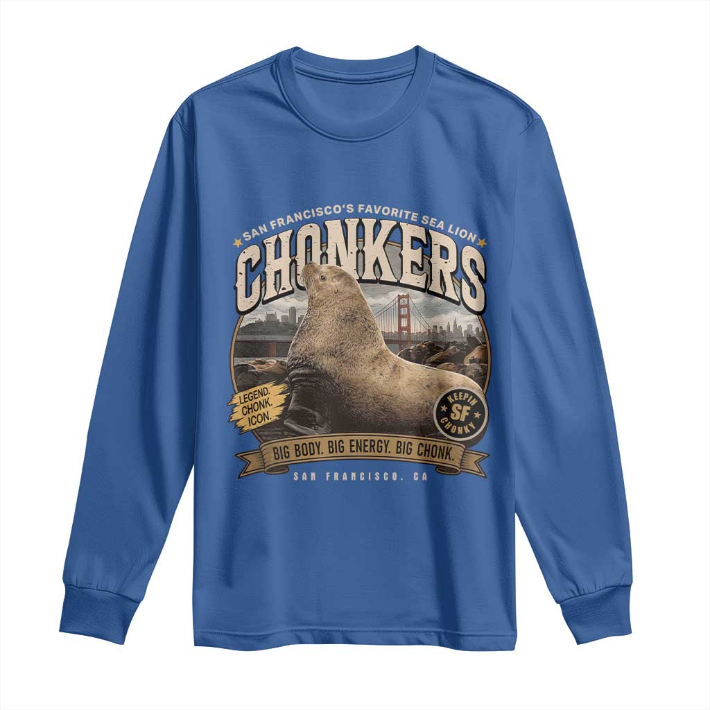 Viral Chonkers San Francisco Sea Lion Long Sleeve Shirt Retro Pier 39 Fisherman's Wharf Souvenir TS02 Royal Blue Print Your Wear