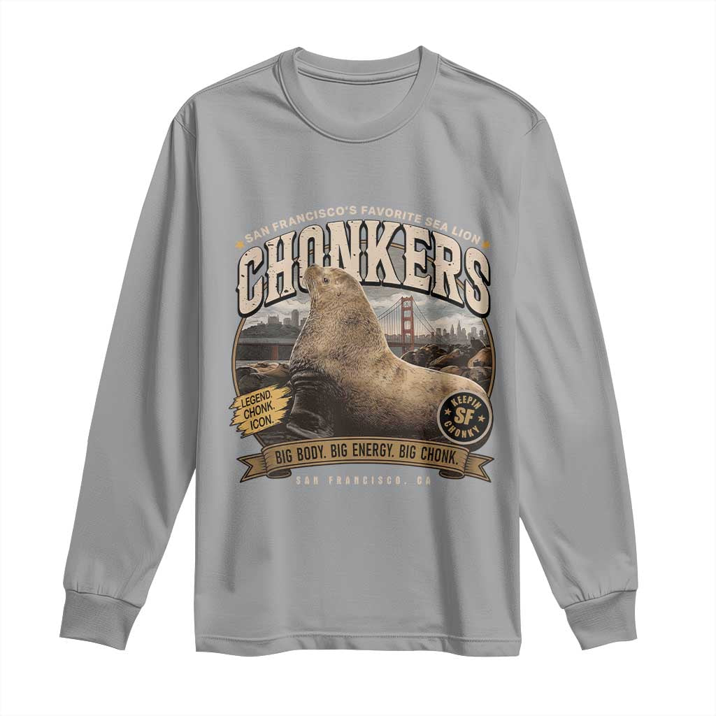 Viral Chonkers San Francisco Sea Lion Long Sleeve Shirt Retro Pier 39 Fisherman's Wharf Souvenir TS02 Sport Gray Print Your Wear