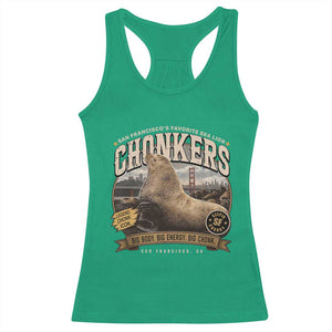 Viral Chonkers San Francisco Sea Lion Racerback Tank Top Retro Pier 39 Fisherman's Wharf Souvenir TS02 Irish Green Print Your Wear