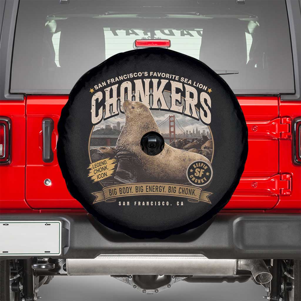 Viral Chonkers San Francisco Sea Lion Spare Tire Cover Retro Pier 39 Fisherman's Wharf Souvenir TS02 Black Print Your Wear