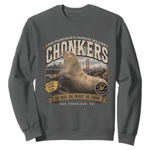 Viral Chonkers San Francisco Sea Lion Sweatshirt Retro Pier 39 Fisherman's Wharf Souvenir TS02 Dark Heather Print Your Wear