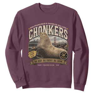 Viral Chonkers San Francisco Sea Lion Sweatshirt Retro Pier 39 Fisherman's Wharf Souvenir TS02 Maroon Print Your Wear