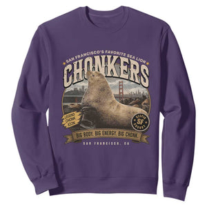 Viral Chonkers San Francisco Sea Lion Sweatshirt Retro Pier 39 Fisherman's Wharf Souvenir TS02 Purple Print Your Wear