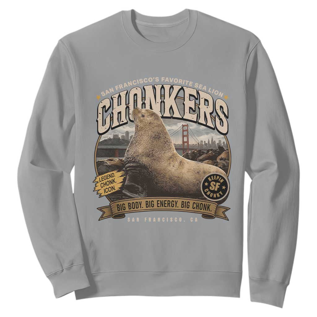 Viral Chonkers San Francisco Sea Lion Sweatshirt Retro Pier 39 Fisherman's Wharf Souvenir TS02 Sport Gray Print Your Wear