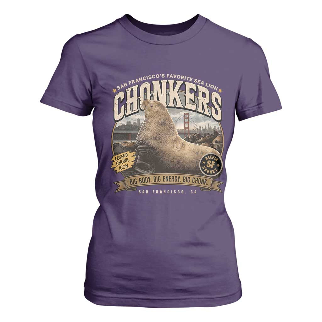 Viral Chonkers San Francisco Sea Lion T Shirt For Women Retro Pier 39 Fisherman's Wharf Souvenir TS02 Purple Print Your Wear