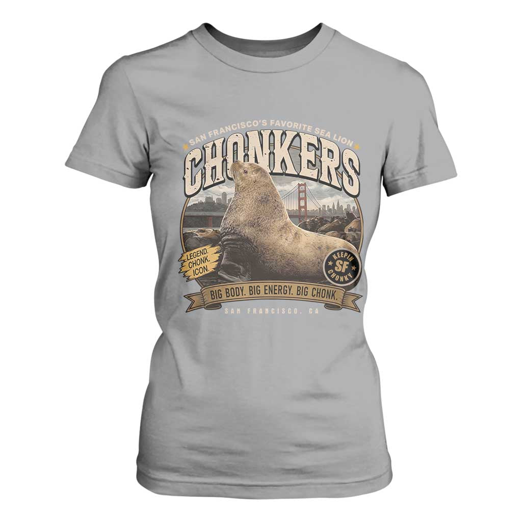 Viral Chonkers San Francisco Sea Lion T Shirt For Women Retro Pier 39 Fisherman's Wharf Souvenir TS02 Sport Gray Print Your Wear