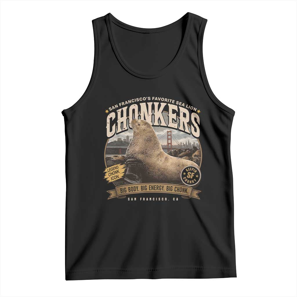 Viral Chonkers San Francisco Sea Lion Tank Top Retro Pier 39 Fisherman's Wharf Souvenir TS02 Black Print Your Wear