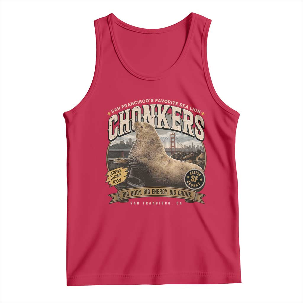 Viral Chonkers San Francisco Sea Lion Tank Top Retro Pier 39 Fisherman's Wharf Souvenir TS02 Red Print Your Wear