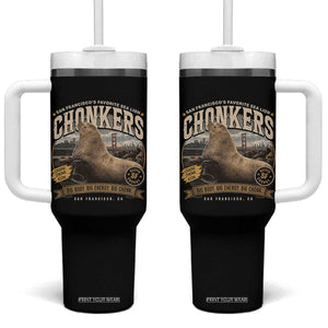 Viral Chonkers San Francisco Sea Lion Tumbler With Handle Retro Pier 39 Fisherman's Wharf Souvenir TS02 One Size: 40 oz Black Print Your Wear