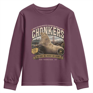 Viral Chonkers San Francisco Sea Lion Youth Sweatshirt Retro Pier 39 Fisherman's Wharf Souvenir