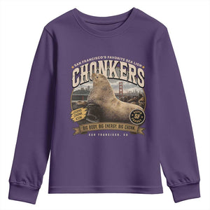 Viral Chonkers San Francisco Sea Lion Youth Sweatshirt Retro Pier 39 Fisherman's Wharf Souvenir