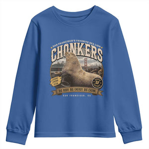 Viral Chonkers San Francisco Sea Lion Youth Sweatshirt Retro Pier 39 Fisherman's Wharf Souvenir