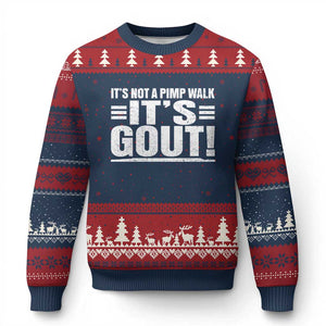 It's Not A Pimp Walk It's Gout Ugly Christmas Sweater Sarcastic Chronic Pain Funny Arthritis Limping Joke TS02 Navy Red Print Your Wear