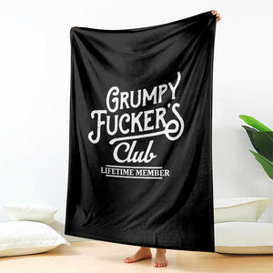 Grumpy Fucker's Club Lifetime Member Throw Blanket Funny Distressed Sarcastic Adult Humor Slogan Typography TS02 Print Your Wear