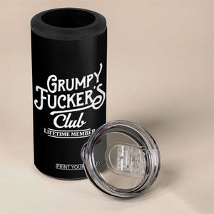 Grumpy Fucker's Club Lifetime Member 4 in 1 Can Cooler Tumbler Funny Distressed Sarcastic Adult Humor Slogan Typography TS02 Print Your Wear