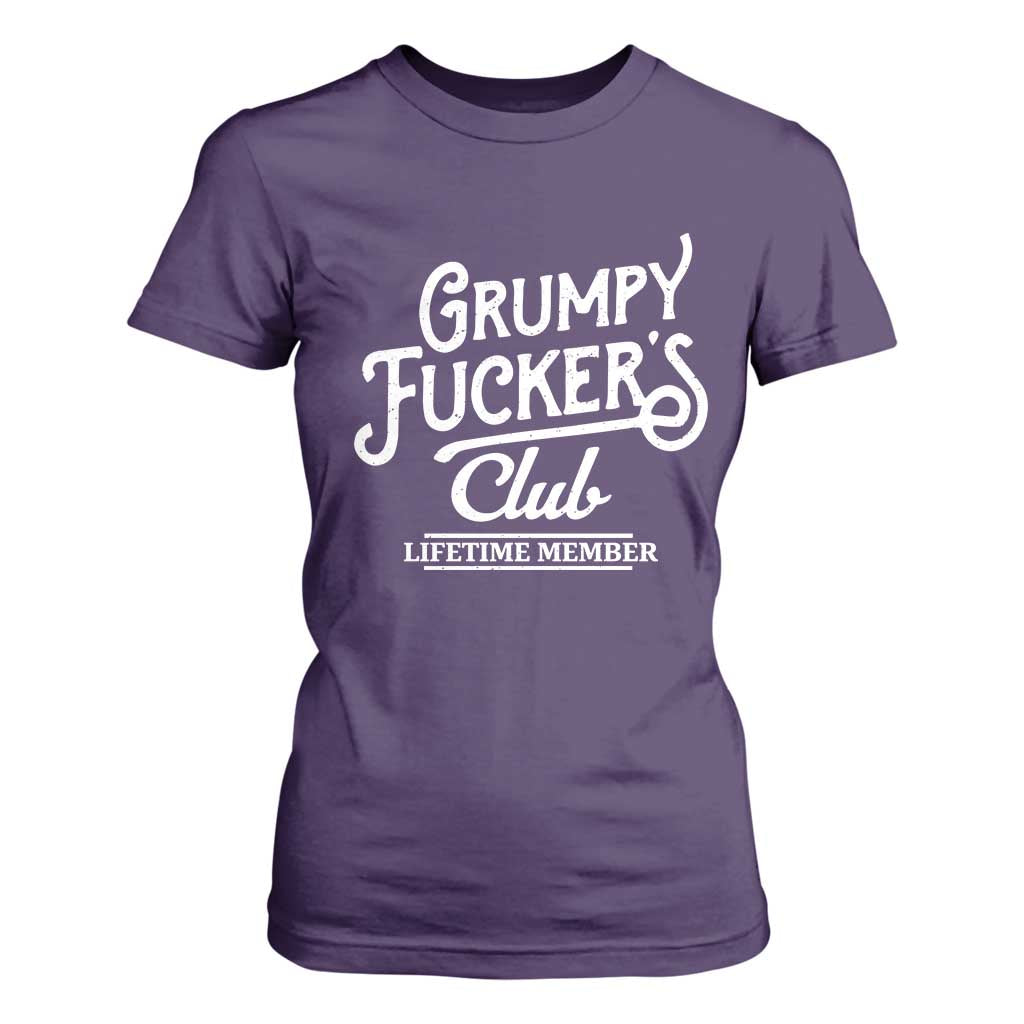 Grumpy Fucker's Club Lifetime Member T Shirt For Women Funny Distressed Sarcastic Adult Humor Slogan Typography TS02 Purple Print Your Wear