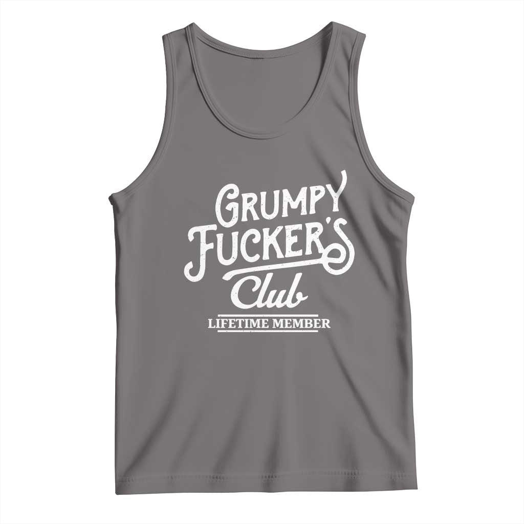 Grumpy Fucker's Club Lifetime Member Tank Top Funny Distressed Sarcastic Adult Humor Slogan Typography TS02 Deep Heather Print Your Wear