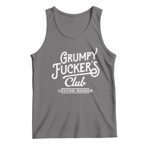 Grumpy Fucker's Club Lifetime Member Tank Top Funny Distressed Sarcastic Adult Humor Slogan Typography TS02 Deep Heather Print Your Wear