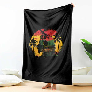 Retro Jamaican Lion Sunset Throw Blanket Rasta Colors Music and Island Vibes Graphic TS02 Print Your Wear