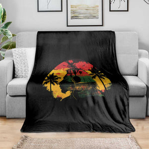 Retro Jamaican Lion Sunset Throw Blanket Rasta Colors Music and Island Vibes Graphic TS02 Print Your Wear
