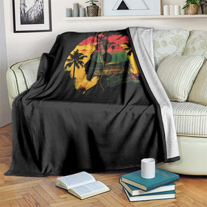 Retro Jamaican Lion Sunset Throw Blanket Rasta Colors Music and Island Vibes Graphic TS02 Print Your Wear