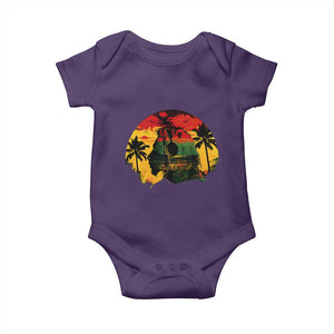 Retro Jamaican Lion Sunset Baby Onesie Rasta Colors Music and Island Vibes Graphic TS02 Purple Print Your Wear