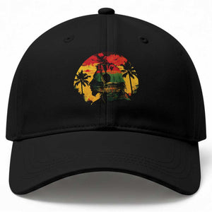Retro Jamaican Lion Sunset Baseball Cap Rasta Colors Music and Island Vibes Graphic TS02 Print Your Wear