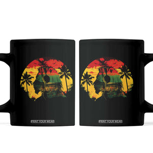 Retro Jamaican Lion Sunset Coffee Mug Rasta Colors Music and Island Vibes Graphic TS02 Black Print Your Wear