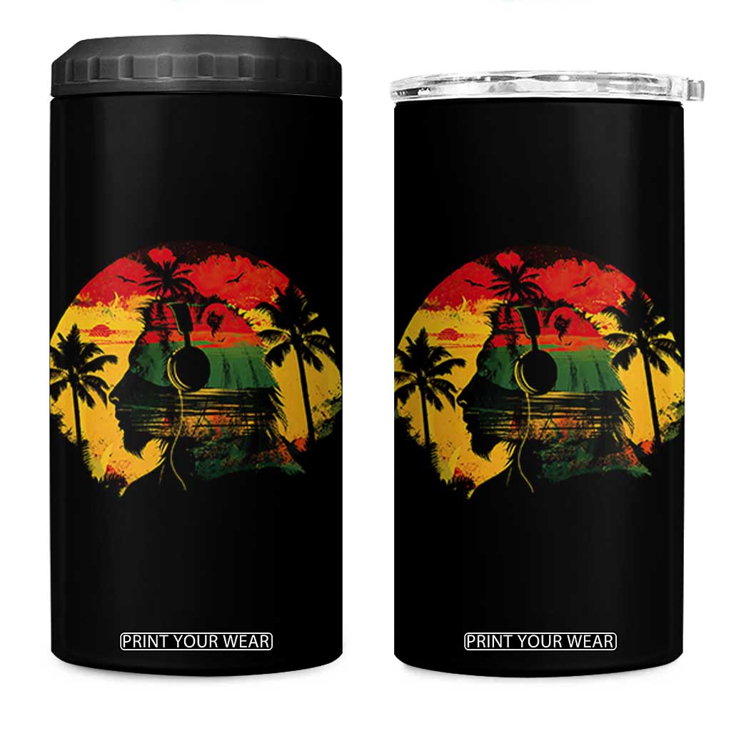 Retro Jamaican Lion Sunset 4 in 1 Can Cooler Tumbler Rasta Colors Music and Island Vibes Graphic TS02 One Size: 16 oz Black Print Your Wear