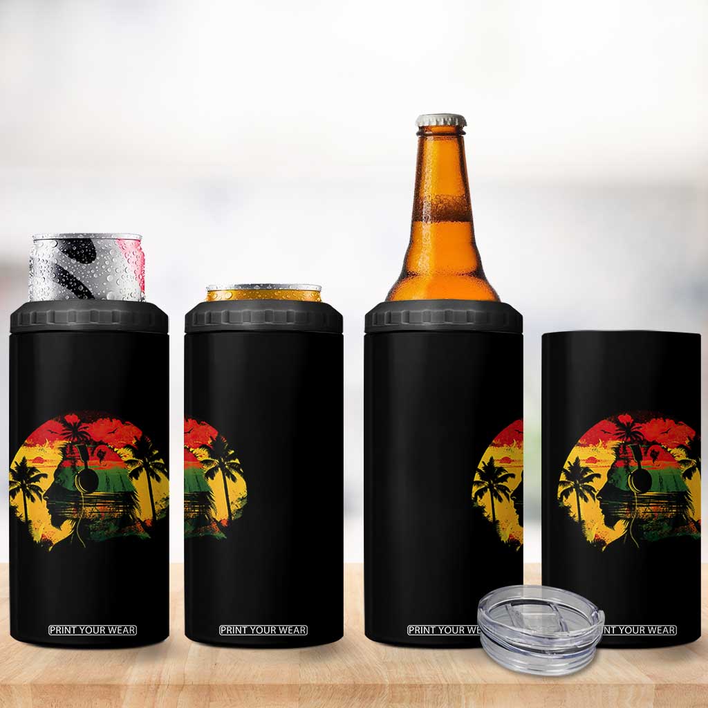 Retro Jamaican Lion Sunset 4 in 1 Can Cooler Tumbler Rasta Colors Music and Island Vibes Graphic TS02 Print Your Wear