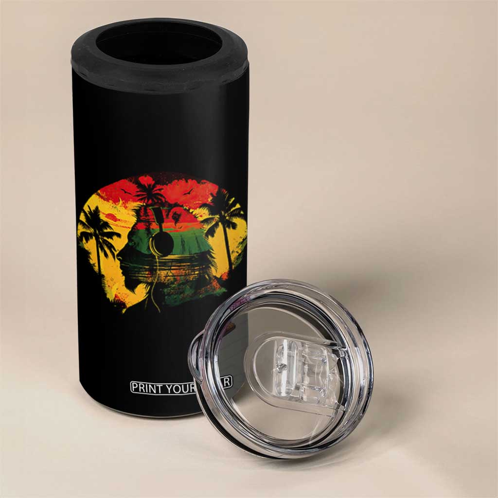 Retro Jamaican Lion Sunset 4 in 1 Can Cooler Tumbler Rasta Colors Music and Island Vibes Graphic TS02 Print Your Wear