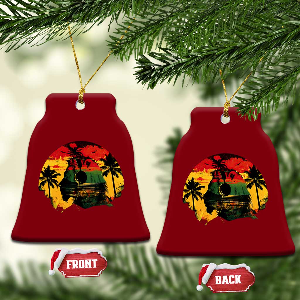 Retro Jamaican Lion Sunset Ceramic Ornament Rasta Colors Music and Island Vibes Graphic TS02 Print Your Wear