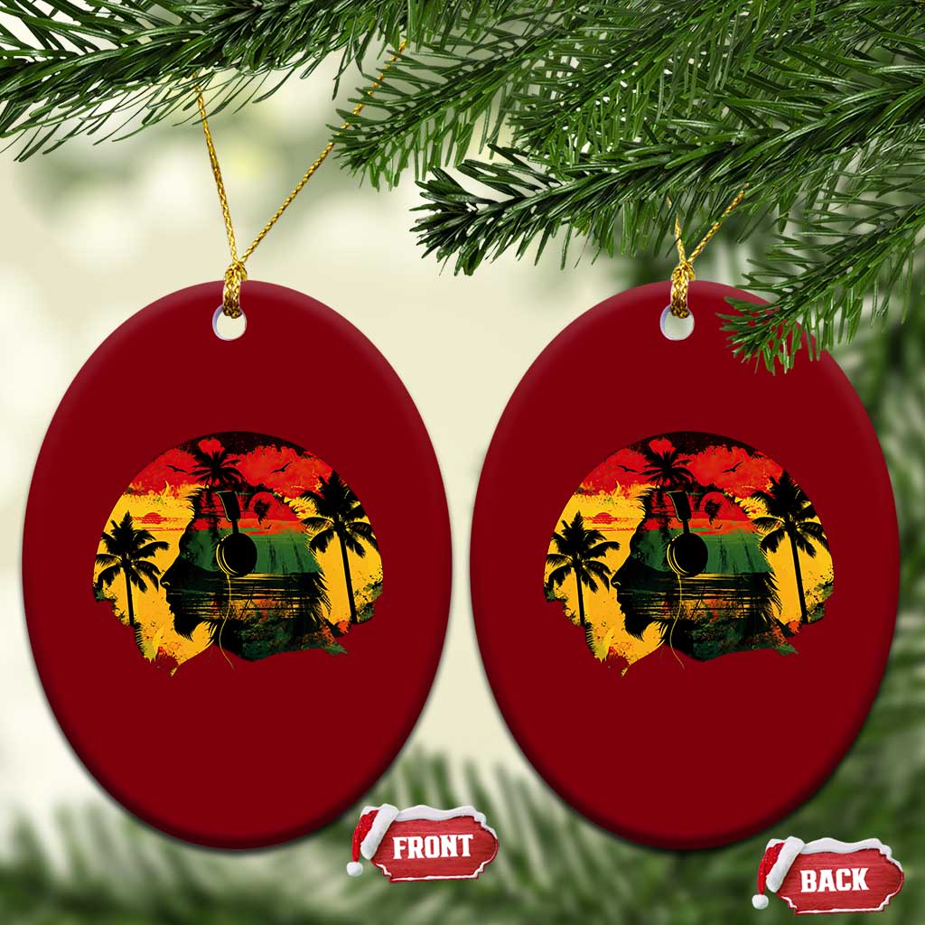 Retro Jamaican Lion Sunset Ceramic Ornament Rasta Colors Music and Island Vibes Graphic TS02 Print Your Wear
