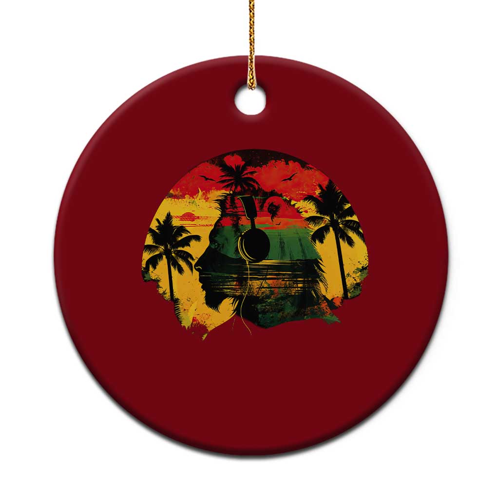 Retro Jamaican Lion Sunset Ceramic Ornament Rasta Colors Music and Island Vibes Graphic TS02 1pc Red Print Your Wear