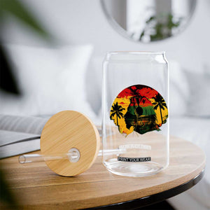 Retro Jamaican Lion Sunset Glass Can Rasta Colors Music and Island Vibes Graphic TS02 Print Your Wear