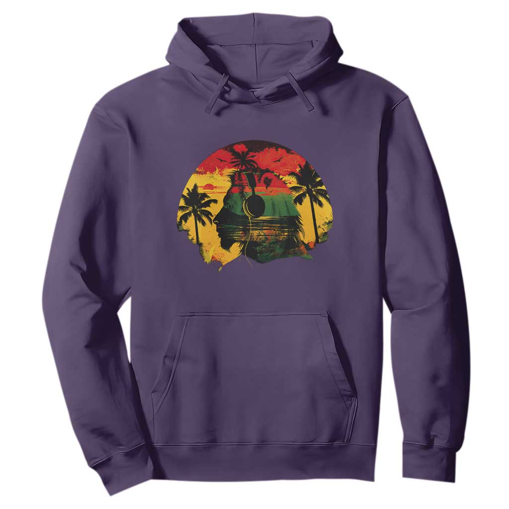 Retro Jamaican Lion Sunset Hoodie Rasta Colors Music and Island Vibes Graphic TS02 Purple Print Your Wear